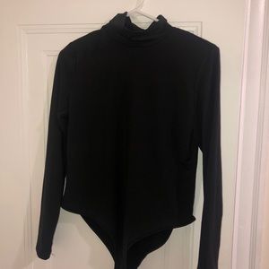 Black turtleneck bodysuit